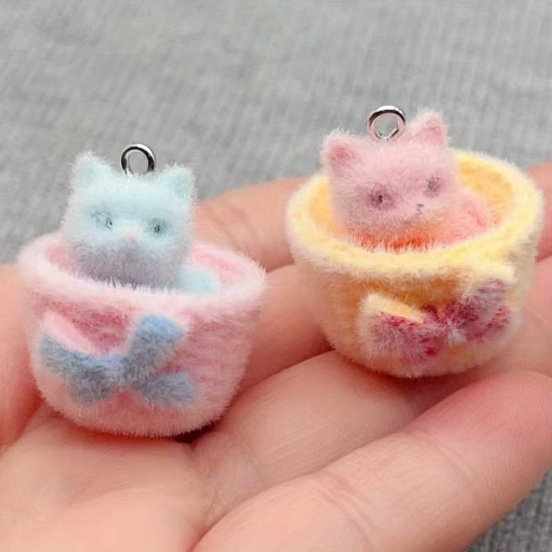 Resin Craft Projects - 4 buah liontin kucing resin 3D,