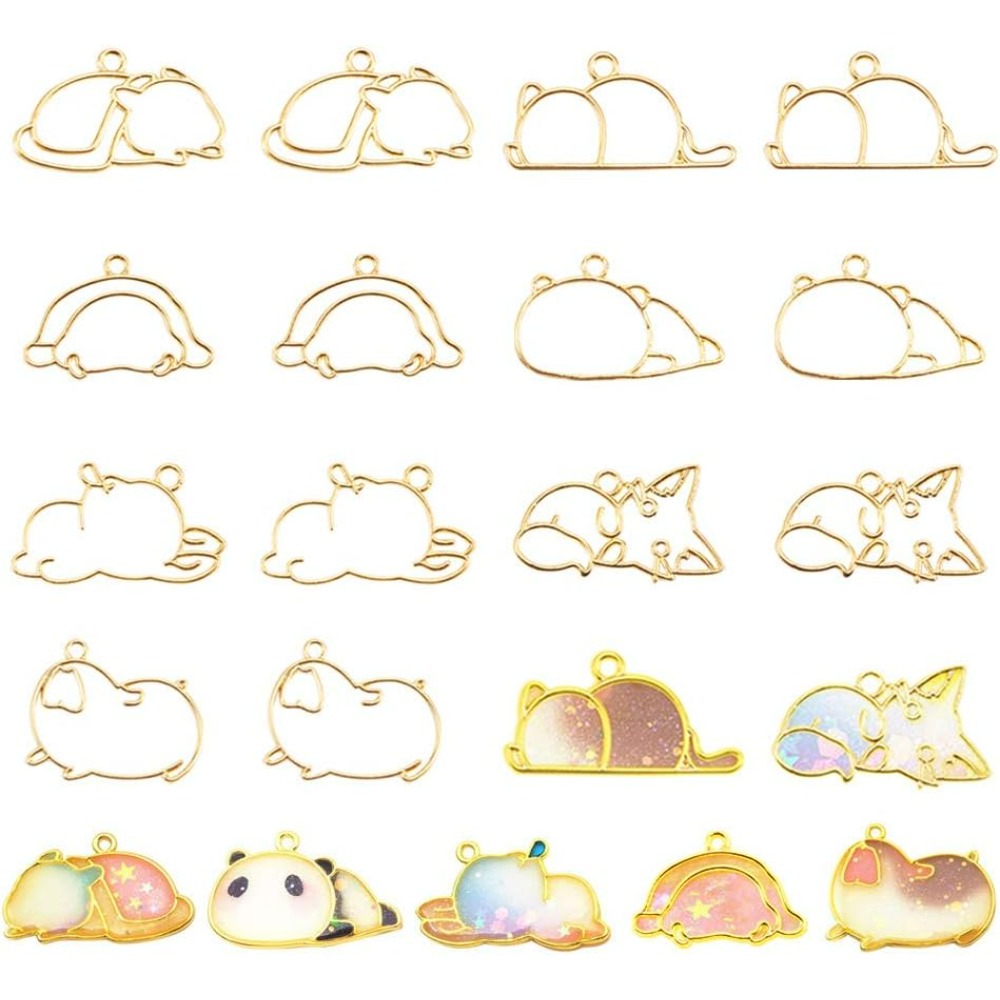 Resin Jewelry Kit - Liontin bingkai logam campuran 7 gaya