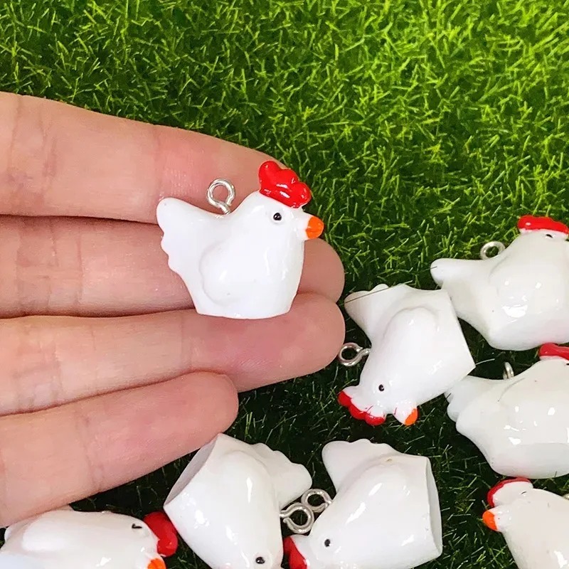 Resin Crafts Diy - 10Pcs Gantungan Resin Ayam Mini 3D