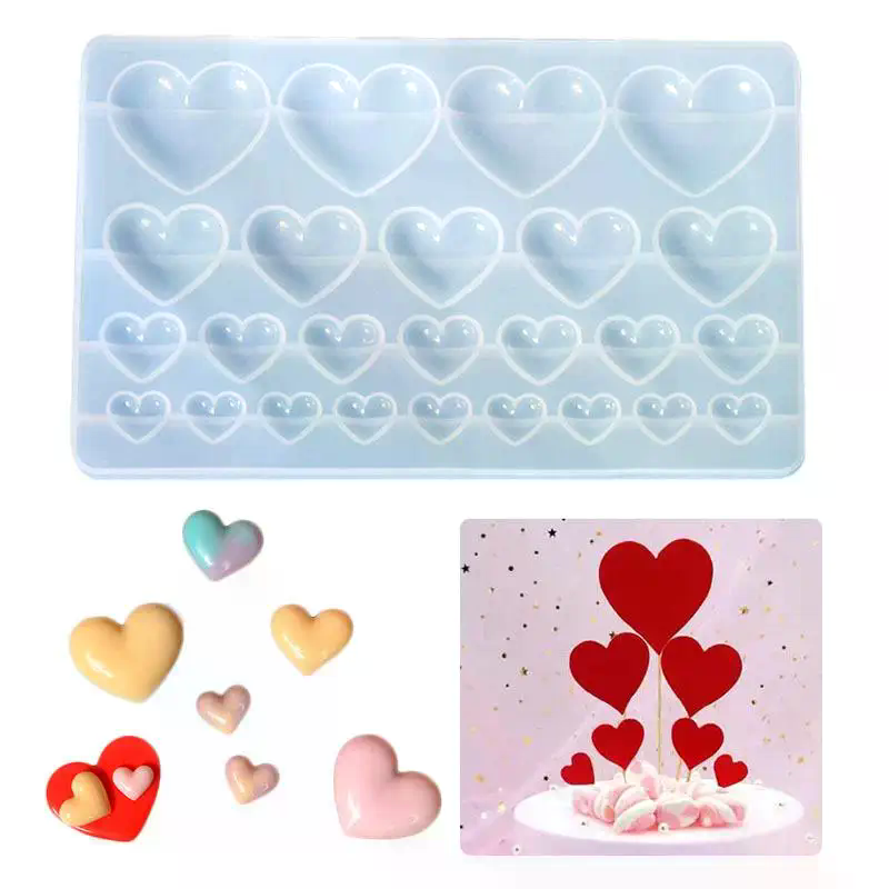 Resin Craft Workshop - Cetakan Silikon Bentuk Hati 3 Ukuran