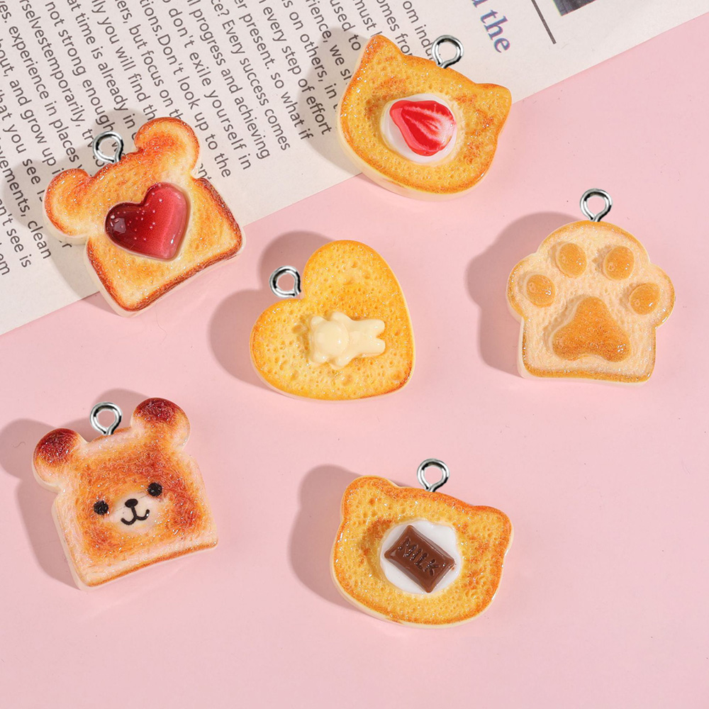 Resin Craft Projects - 10pcs Resin Charms Bentuk Hati Beruang