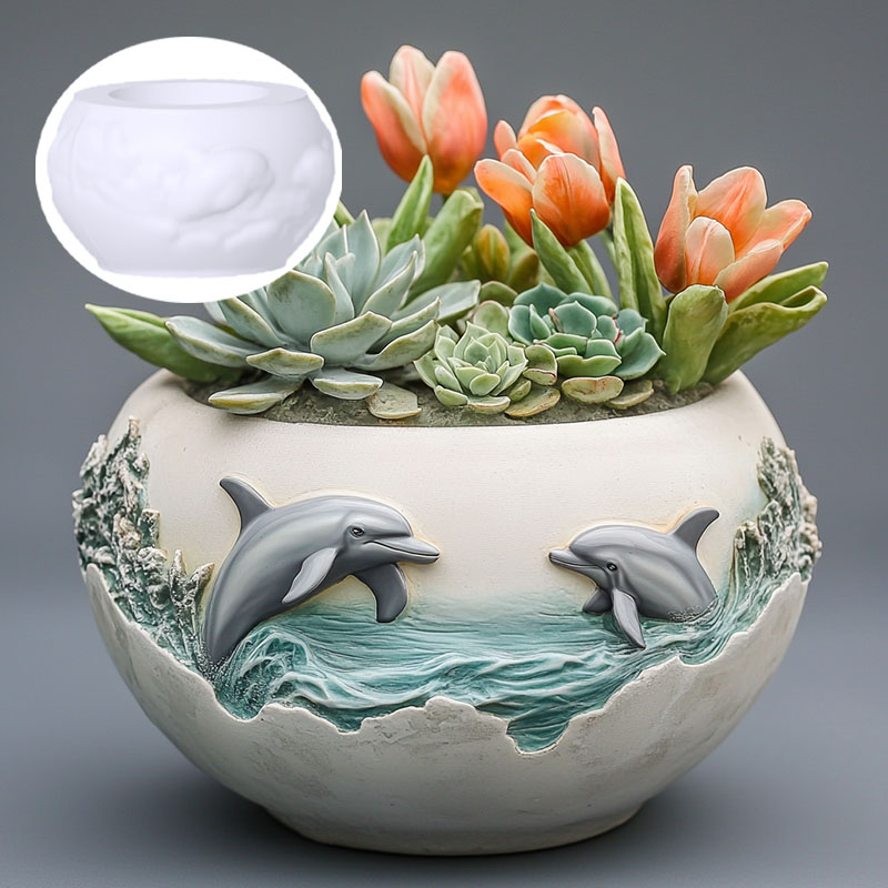 Resin Ocean Wave Mold - Cetakan Silikon Resin Pot Bunga Tanaman