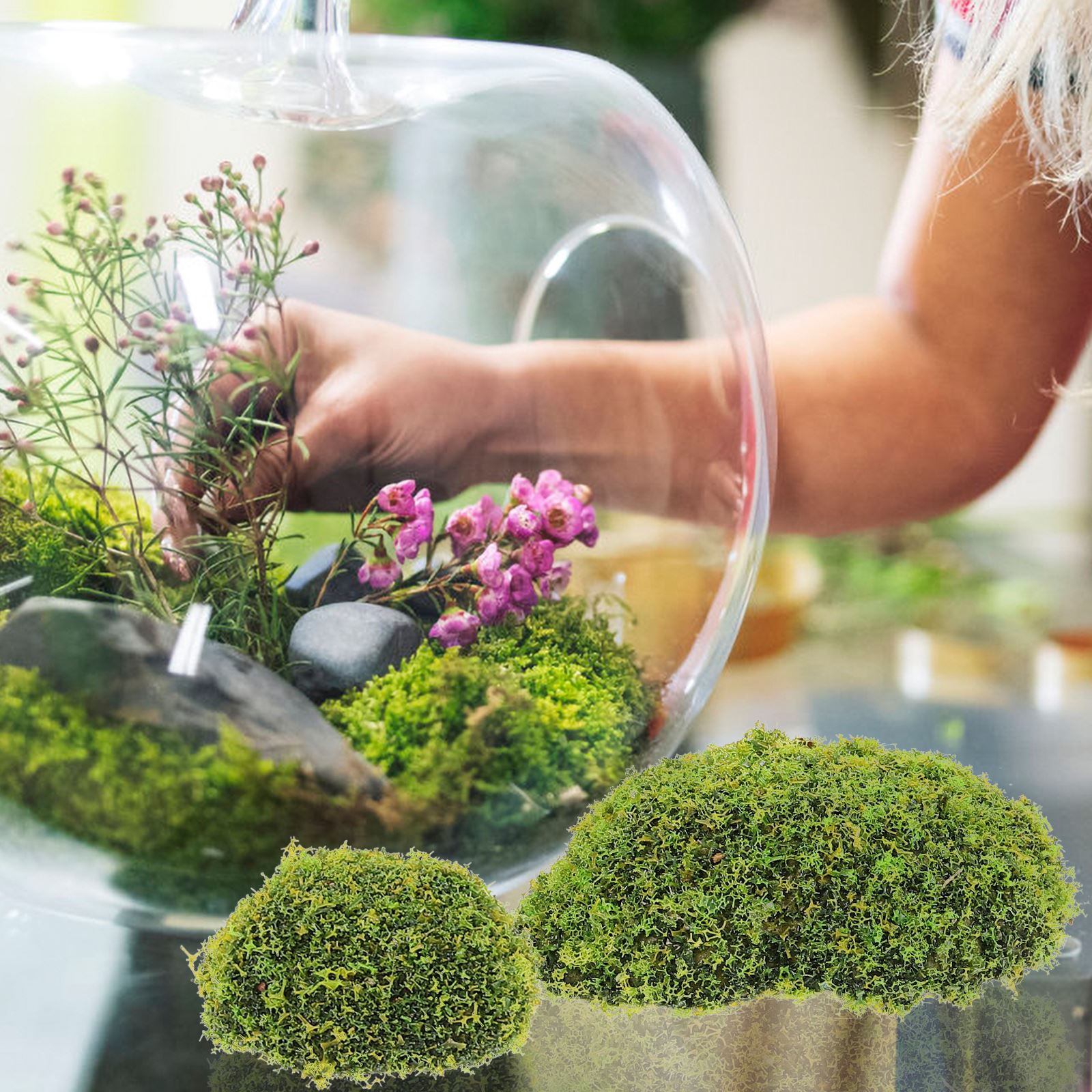 12 Buah Batu Lumut Buatan Batu - Terrarium Moss Art ulasan dan harga